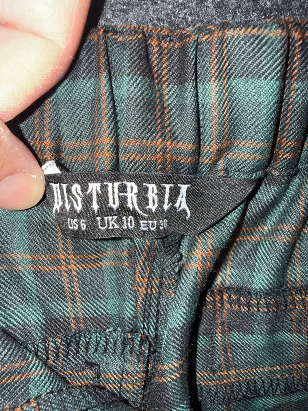 Disturbia Green and Brown Plaid Tapered Chinos 6 - Picture 2 of 8